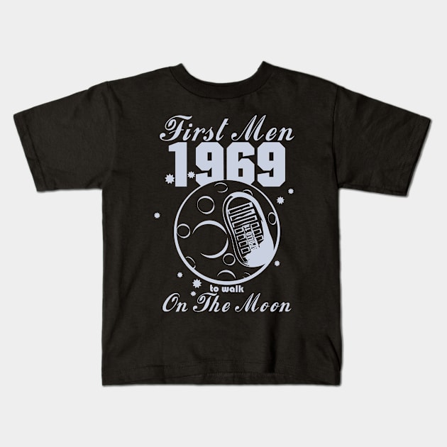 First Moon-landing (lunar print) Kids T-Shirt by aceofspace